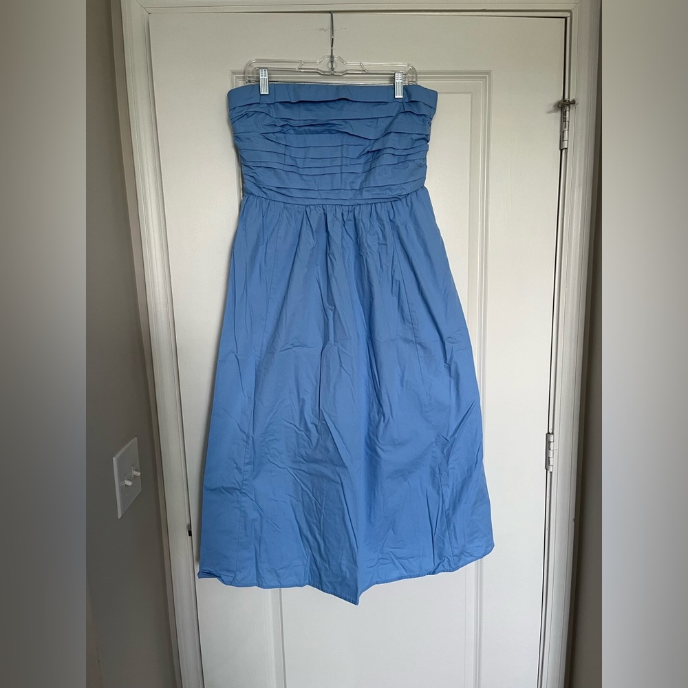 Abercrombie & Fitch Emerson Strapless Poplin Midi Dress